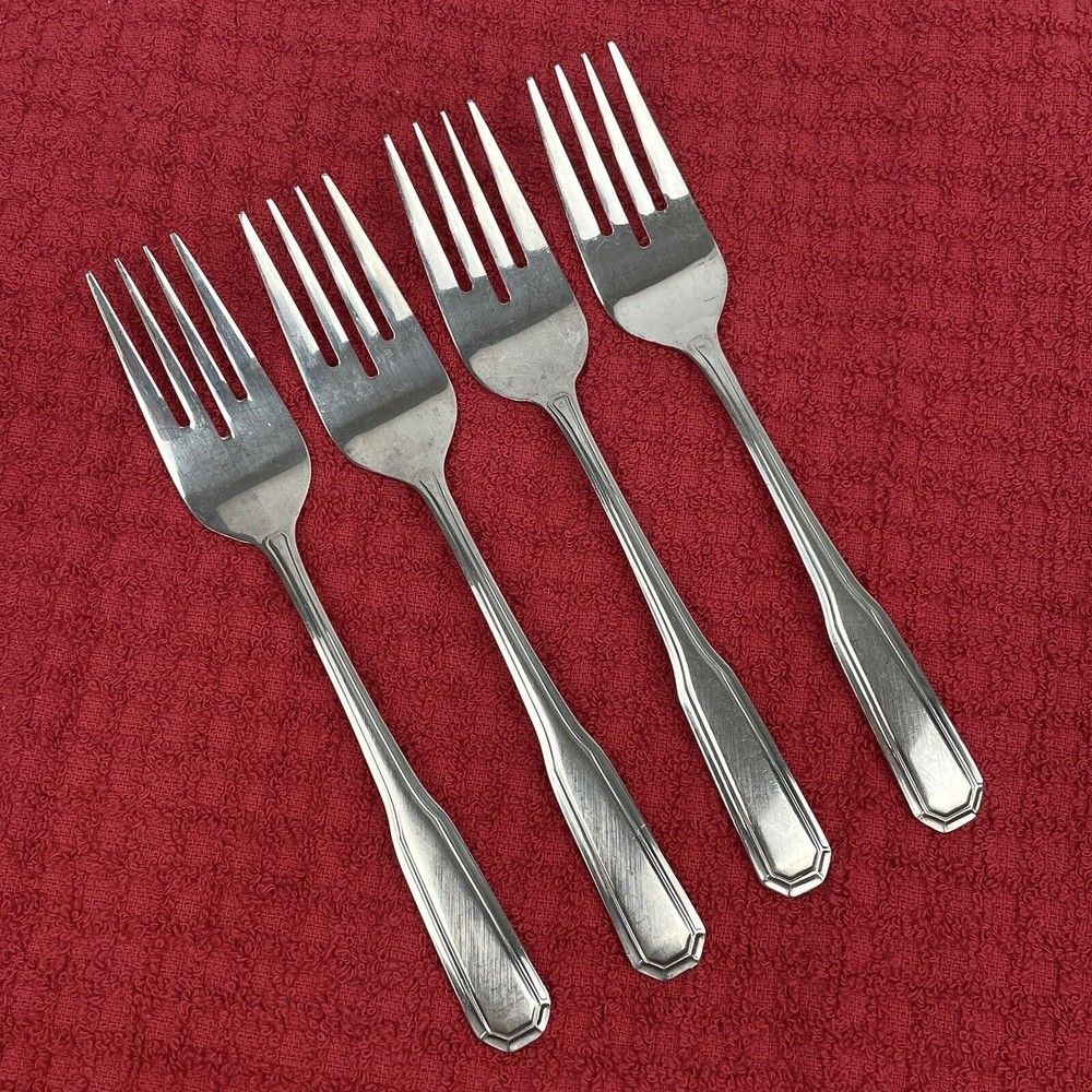 4 VTG Ekco Eterna FORUM 6-3/8" Stainless Salad Forks Dinnerware Flatware Korea